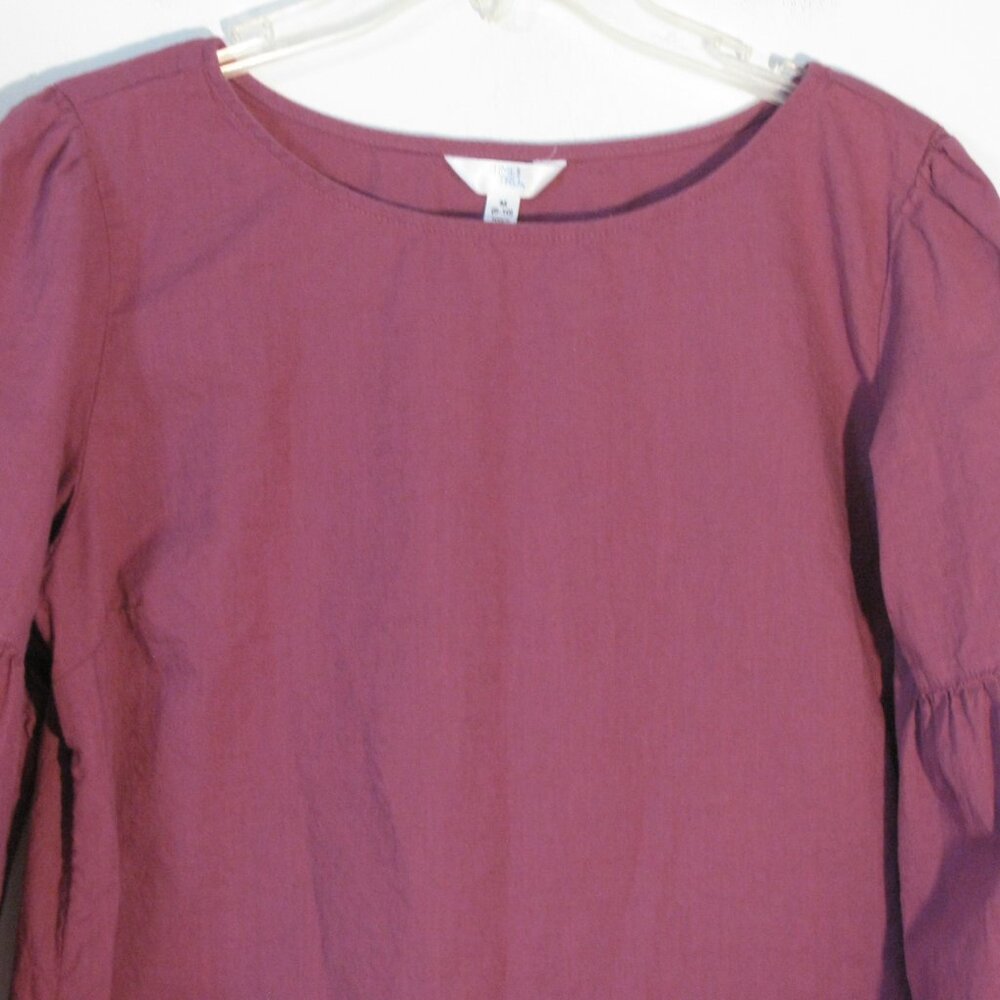 ** Time and Tru Purple Blouse Medium 8 10 Excellent Bell Sleeve - Picture 2 of 4